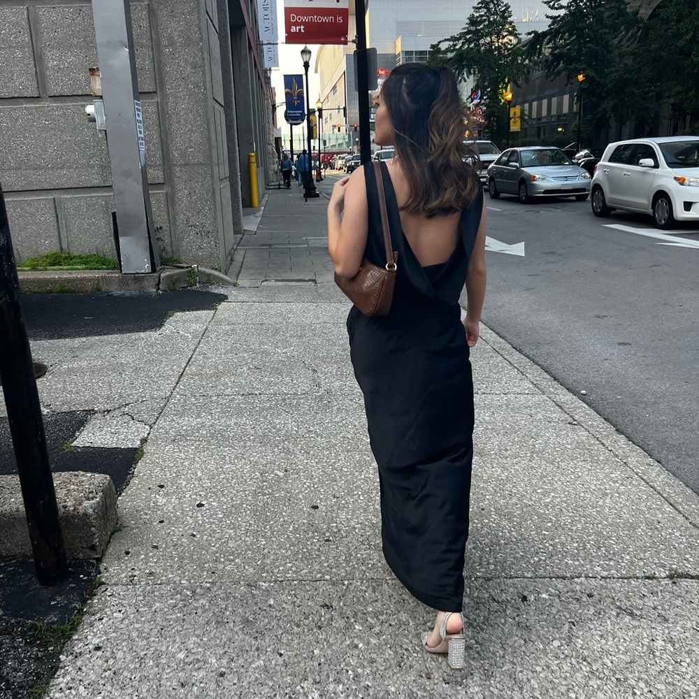 Meshki Black Backless Cowl Slip Dress